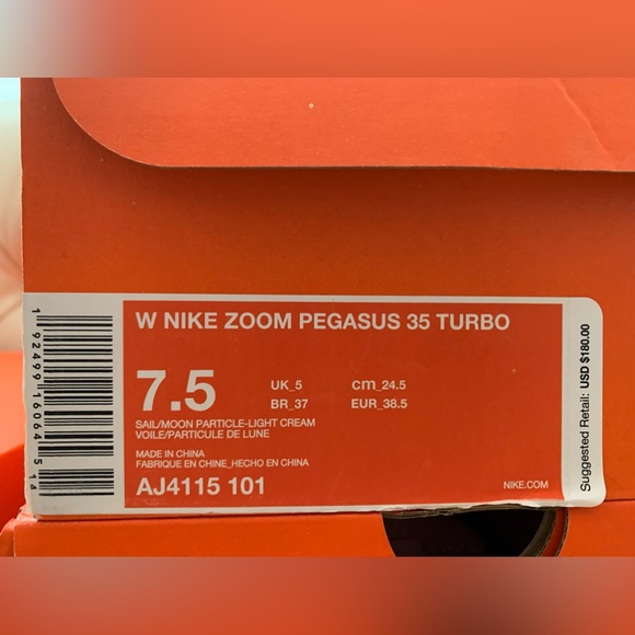 🔥SOLD!🔥 Nike Air Zoom Pegasus TURBO 35 Sail/Moon US 7.5 - Picture 8 of 8